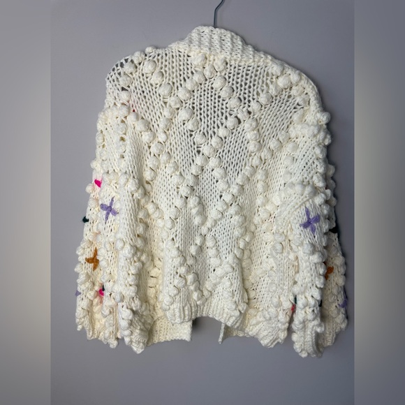 Anthropologie Bubble Cardigan Sweater (One Size) ivory Colorful NWT - Picture 10 of 13